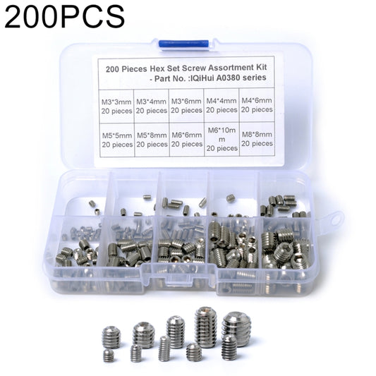 200 PCS Car 304 Stainless Steel Concave Head Hexagon Socket Screws Assortment Kit - In Car by buy2fix | Online Shopping UK | buy2fix