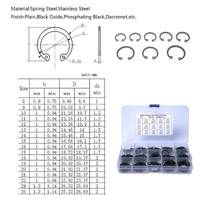 260 PCS Car C Shape Circlip Snap Ring Assortment Retaining Rings - In Car by buy2fix | Online Shopping UK | buy2fix