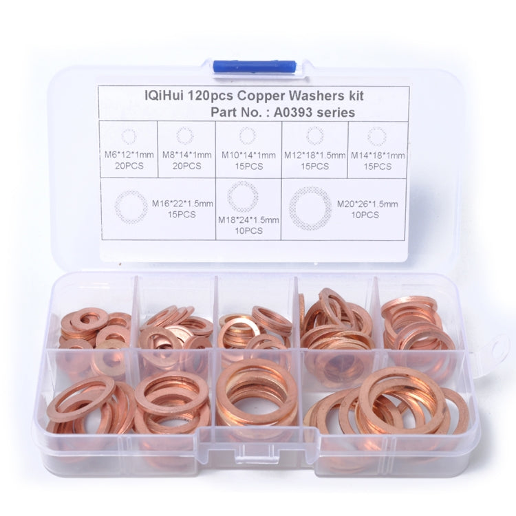 120 PCS O Shape Solid Copper Crush Washers Assorted Oil Seal Flat Ring Kit for Car / Boat  / Generators - In Car by buy2fix | Online Shopping UK | buy2fix