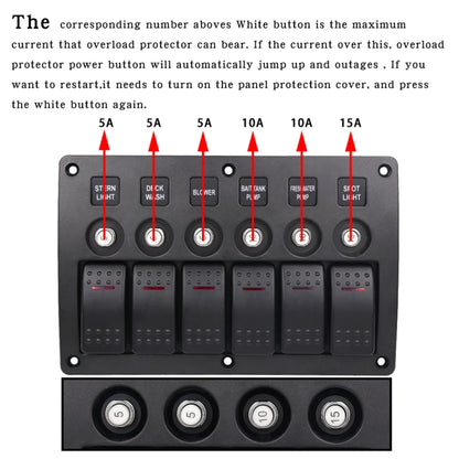 3Pin 6 Way Switches Combination Switch Panel with Light and Projector Lens for Car RV Marine Boat - In Car by buy2fix | Online Shopping UK | buy2fix