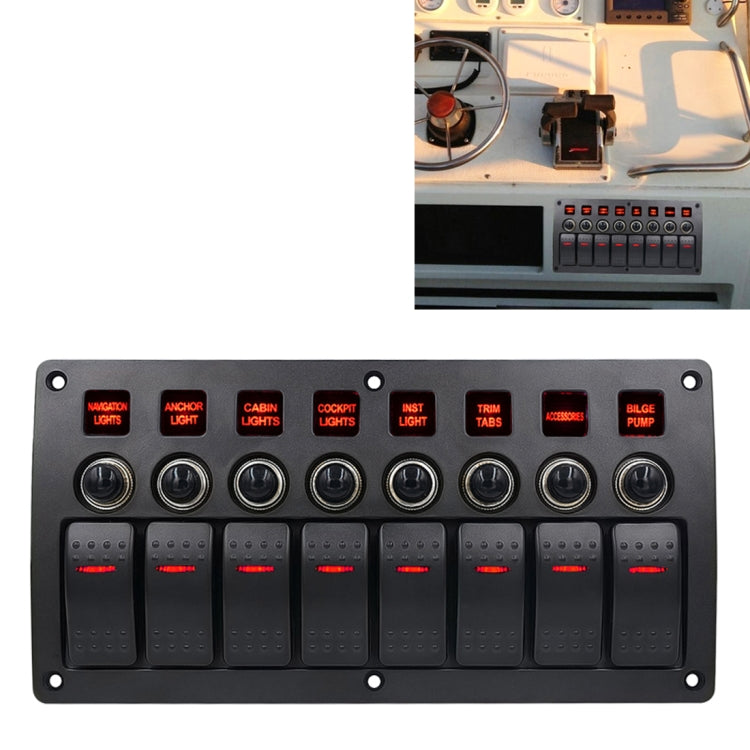 3Pin 8 Way Switches Combination Switch Panel with Light and Projector Lens for Car RV Marine Boat - In Car by buy2fix | Online Shopping UK | buy2fix