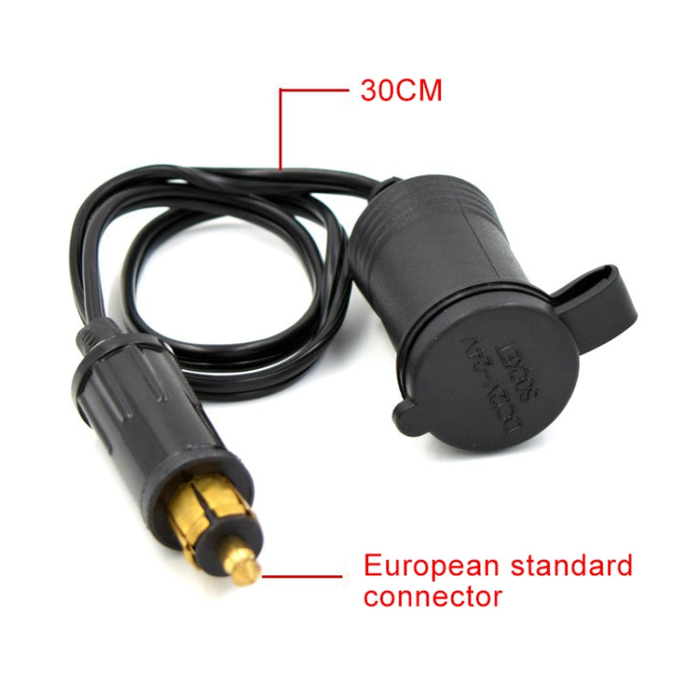 Car 15A 12-24V Multi-functional European Standard Connector Cigarette Lighter for BMW / Motorcycles with 30cm Power Cable - Cigar Socket by buy2fix | Online Shopping UK | buy2fix