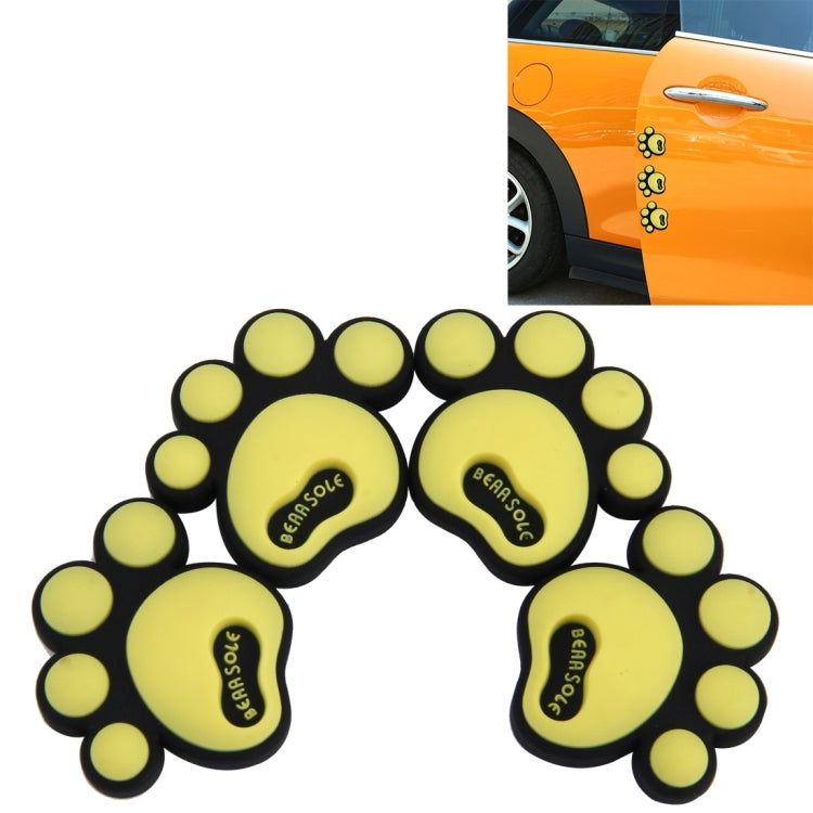 4 PCS Dog Footprint Shape Cartoon Style PVC Car Auto Protection Anti-scratch Door Guard Decorative Sticker(Yellow) - Anti Collision Sticker by buy2fix | Online Shopping UK | buy2fix