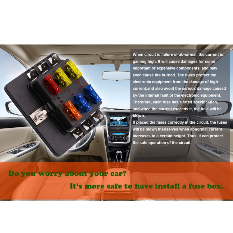 1 in 6 Out Fuse Box PC Terminal Block Fuse Holder Kits with LED Warning Indicator for Auto Car Truck Boat - In Car by buy2fix | Online Shopping UK | buy2fix