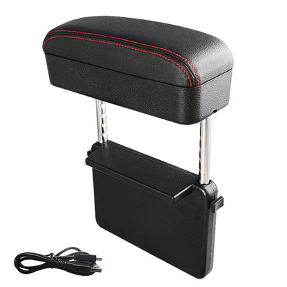 Universal Car Wireless Qi Standard Charger PU Leather Wrapped Armrest Box Cushion Car Armrest Box Mat with Storage Box (Black Red) - Stowing Tidying by buy2fix | Online Shopping UK | buy2fix