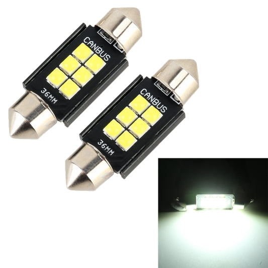 2 PCS 36mm DC12V / 2.5W / 6000K / 170LM 6LEDs SMD-3030 Car Reading Lamp Dome Light -  by buy2fix | Online Shopping UK | buy2fix