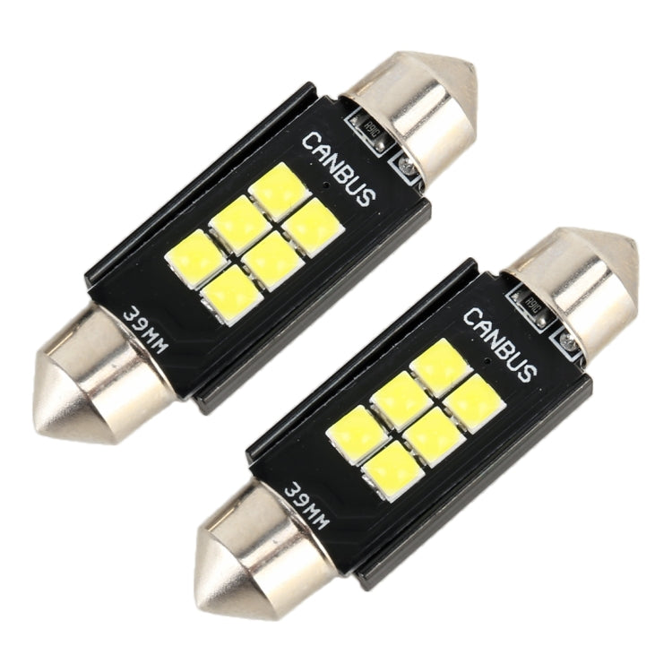 2 PCS 39mm DC12V / 2.5W / 6000K / 170LM 6LEDs SMD-3030 Car Reading Lamp Dome Light -  by buy2fix | Online Shopping UK | buy2fix