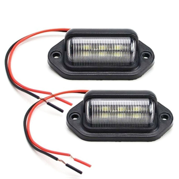 2 PCS Car Van Bus Trailer LED Taillight Side Light 12-24V 6LEDs License Plate Light - In Car by buy2fix | Online Shopping UK | buy2fix