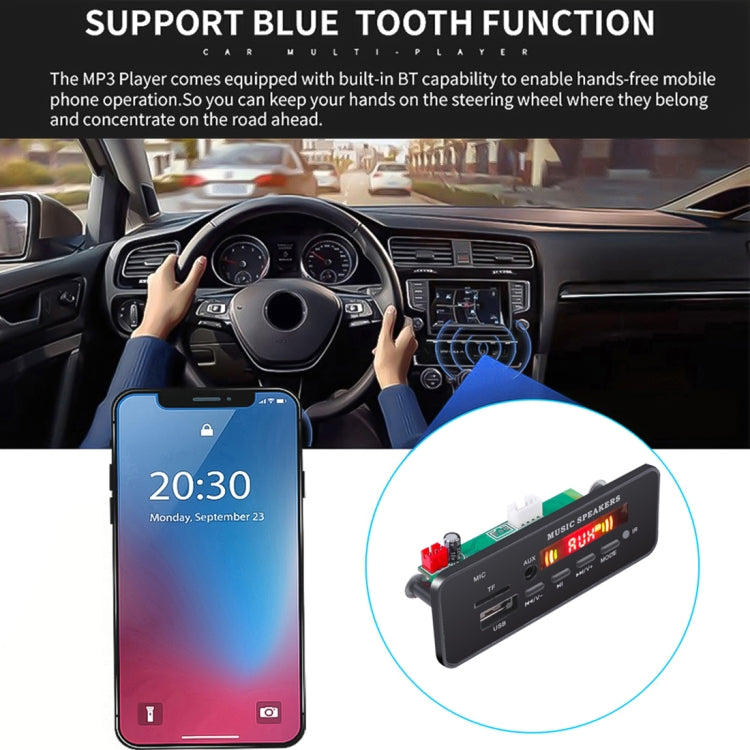 Car 12V 2x3W Audio MP3 Player Decoder Board FM Radio TF USB 3.5mm AUX, with Bluetooth & Recording Call Function & Remote Control -  by buy2fix | Online Shopping UK | buy2fix