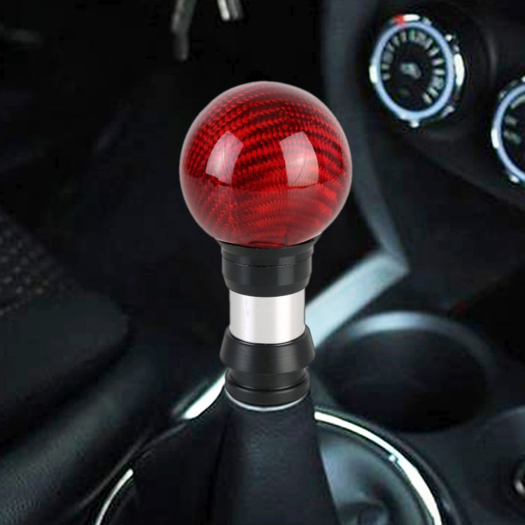 Universal Car Pressable Telescopic Carbon Fiber Gear Head Gear Shift Knob, Length: 9.5cm (Red) -  by buy2fix | Online Shopping UK | buy2fix