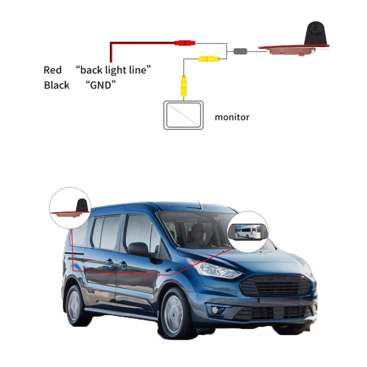 PZ477 Car Waterproof 170 Degree Brake Light View Camera for Ford Transit Custom - In Car by buy2fix | Online Shopping UK | buy2fix