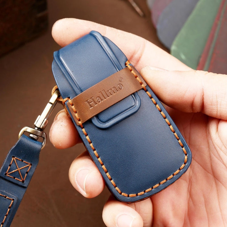 Hallmo Car Cowhide Leather Key Protective Cover Key Case for Audi A6L / A8L / A4 / A7 / A5 B Style(Brown) -  by Hallmo | Online Shopping UK | buy2fix