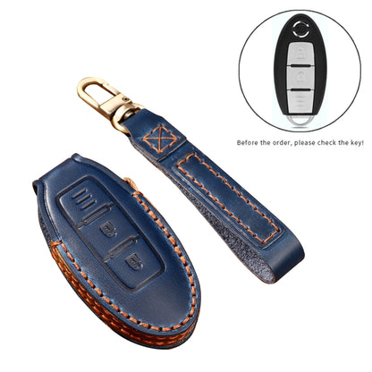 Hallmo Car Cowhide Leather Key Protective Cover Key Case for Nissan Sylphy 2-button(Brown) -  by Hallmo | Online Shopping UK | buy2fix