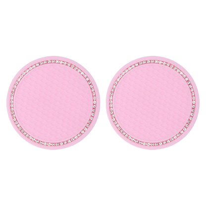 2 PCS Car Diamond Anti-skid Soft Rubber Water Cup Mat(Pink) - In Car by buy2fix | Online Shopping UK | buy2fix