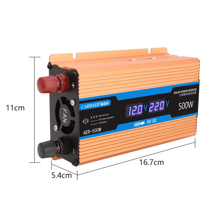 Carmaer 12V to 220V 500W Car Multi-function Double Digital Display Inverter Household Power Converter - In Car by buy2fix | Online Shopping UK | buy2fix