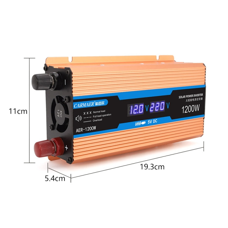 Carmaer 48V to 220V 1200W Car Multi-function Double Digital Display Inverter Household Power Converter - In Car by buy2fix | Online Shopping UK | buy2fix