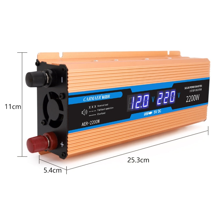 Carmaer 12V to 220V 2200W Car Multi-function Double Digital Display Inverter Household Power Converter - In Car by buy2fix | Online Shopping UK | buy2fix