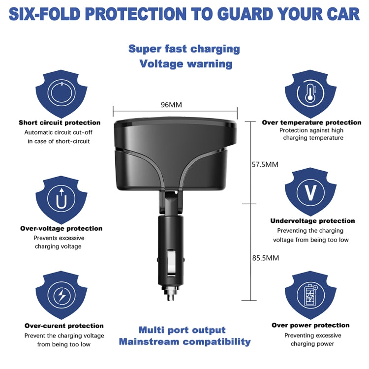 TR35 Car 2 in 1 Cigarette Lighter Extension Socket 20W PD Fast Charge QC3.0 USB Charger - In Car by buy2fix | Online Shopping UK | buy2fix