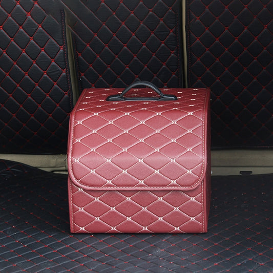 Car Trunk Foldable Storage Box, Rhombic Grid Small Size: 33 x 32 x 30cm (Wine Red) - In Car by buy2fix | Online Shopping UK | buy2fix