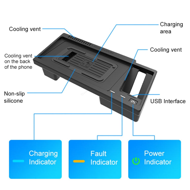 HFC-1033 Car Qi Standard Wireless Charger 10W Quick Charging for Volkswagen Teramont 2021, Left Driving - In Car by buy2fix | Online Shopping UK | buy2fix