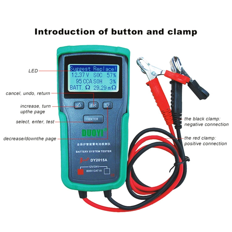 DUOYI DY2015A Car 12V 24V Digital CCA Load Battery Charging Digital Capacity Tester - Electronic Test by DUOYI | Online Shopping UK | buy2fix