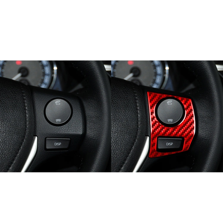 2 PCS / Set Carbon Fiber Car Steering Wheel Button Frame Decorative Sticker for Toyota Corolla 2014-2018,Left and Right Drive Universal(Red) - In Car by buy2fix | Online Shopping UK | buy2fix