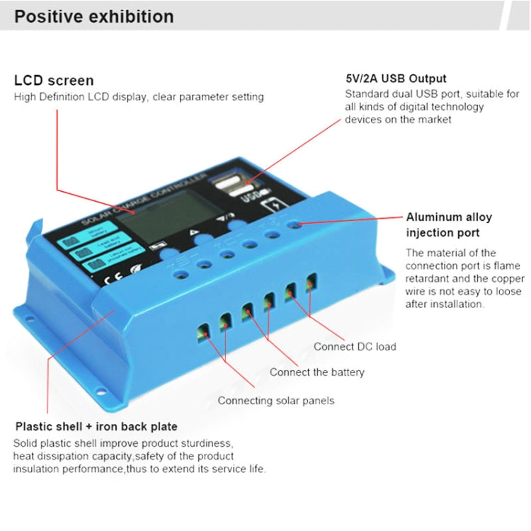 10A Solar Charge Controller 12V / 24V Lithium Lead-Acid Battery Charge Discharge PV Controller - In Car by buy2fix | Online Shopping UK | buy2fix