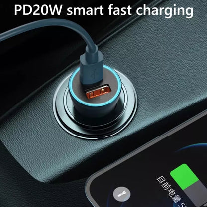 2pcs PD 20W Aluminum Alloy Dual Interface Car Fast Charger (Black) - In Car by buy2fix | Online Shopping UK | buy2fix