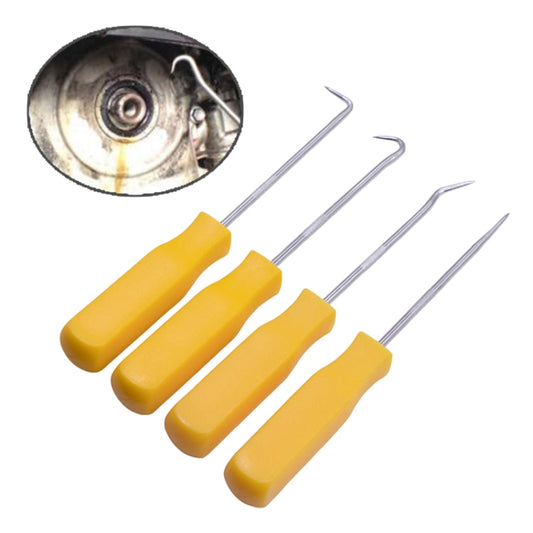 4 PCS Car Pick and Hook Set O Ring Oil Seal Gasket Puller Remover Craft Hand Tool Car Remover Tool Set (Yellow) - In Car by buy2fix | Online Shopping UK | buy2fix