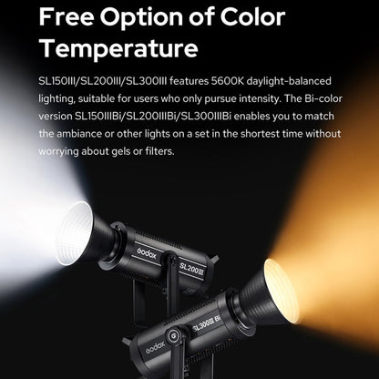 Godox SL200IIIBi 215W Bi-Color 2800K-6500K LED Video Light(US Plug) - Shoe Mount Flashes by Godox | Online Shopping UK | buy2fix