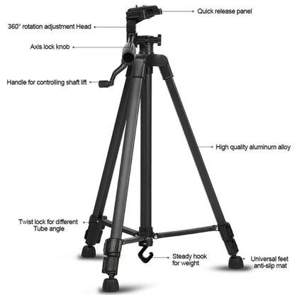 3366 Quality 1.4m Portable Phone Live Selfie Tripod DV SLR Camera Stand (Black) - Tripods by buy2fix | Online Shopping UK | buy2fix