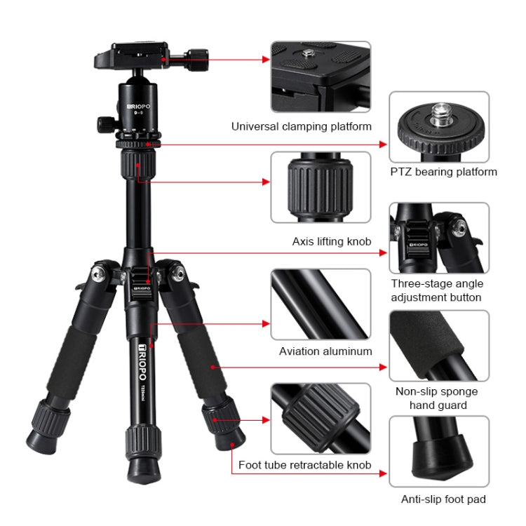 TRIOPO T226 Adjustable Portable  Aluminum Alloy Tripod with D-0 Ball Head for SLR Camera - Camera Accessories by TRIOPO | Online Shopping UK | buy2fix