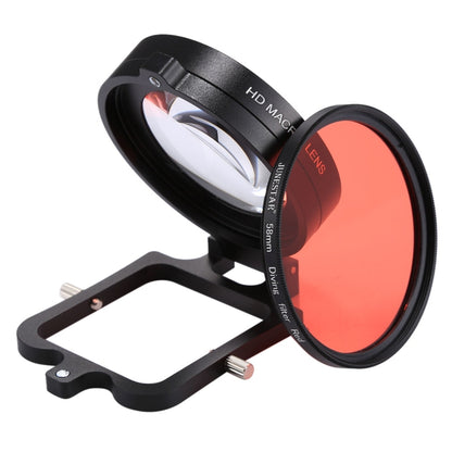 58mm 16X Macro Lens + Red Diving Lens Filter with Lens Cover + Lens Filter Ring Adapter + String + Cleaning Cloth for GoPro HERO6 /5 Dive Housing - DJI & GoPro Accessories by buy2fix | Online Shopping UK | buy2fix