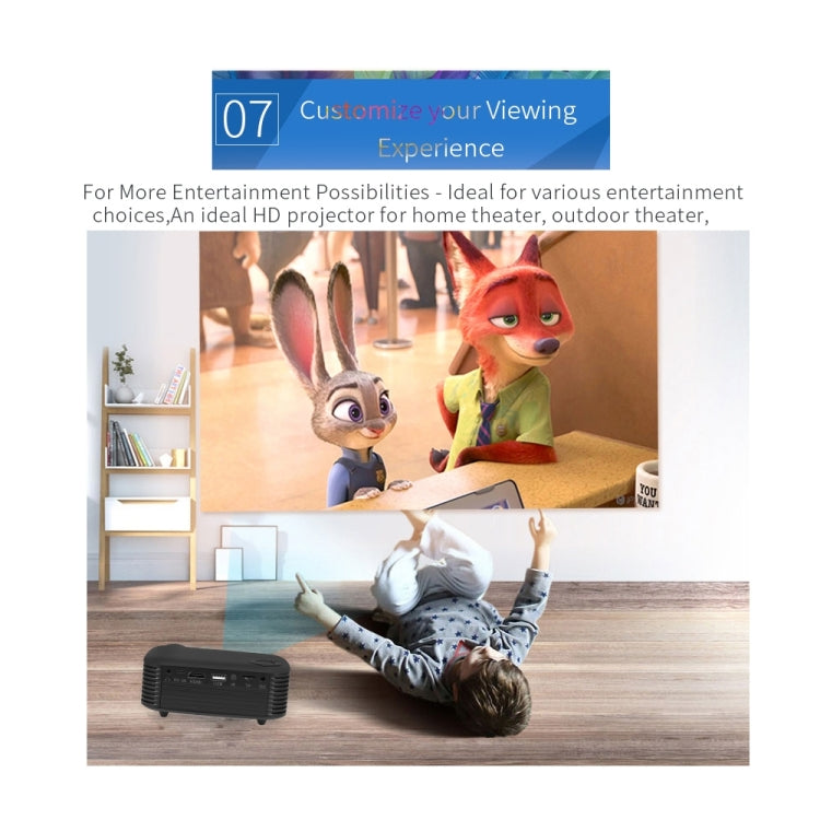 A2000 Portable Projector 800 Lumen LCD Home Theater Video Projector, Support 1080P, EU Plug (White) - Consumer Electronics by buy2fix | Online Shopping UK | buy2fix