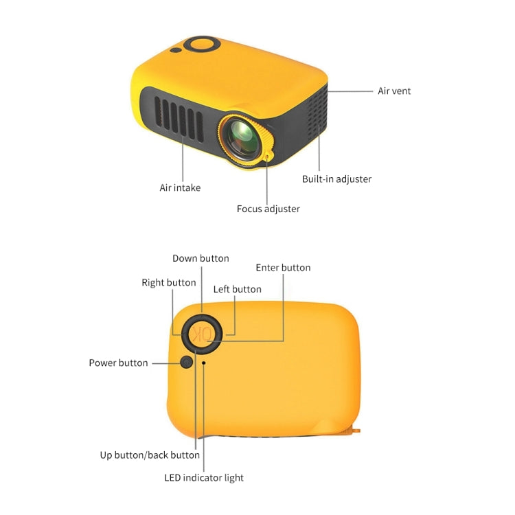 A2000 Portable Projector 800 Lumen LCD Home Theater Video Projector, Support 1080P, UK Plug (White) - Consumer Electronics by buy2fix | Online Shopping UK | buy2fix