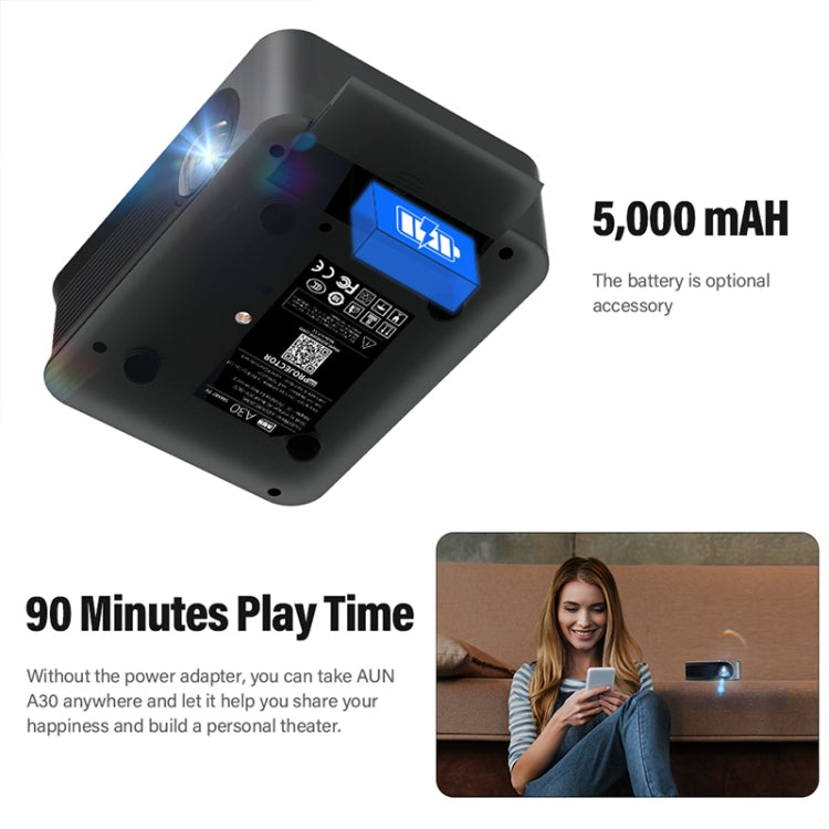 AUN A30 480P 3000 Lumens Basic Version Portable Home Theater LED HD Digital Projector (UK Plug) - LED Projector by AUN | Online Shopping UK | buy2fix