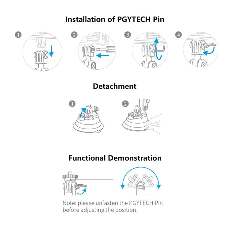 PGYTECH P-GM-132 Action Camera Suction Cup Phone Holder for DJI Osmo Action & GoPro 8/7(Silver) - DJI & GoPro Accessories by PGYTECH | Online Shopping UK | buy2fix