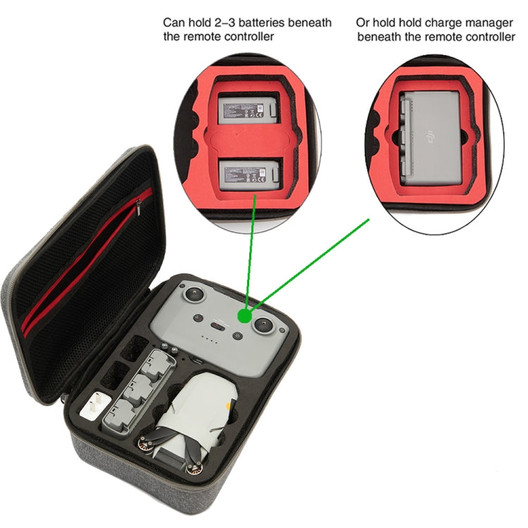 For DJI Mini 2 SE Grey Shockproof Carrying Hard Case Storage Bag, Size: 21.5 x 29.5 x 10cm (Red) - DJI & GoPro Accessories by buy2fix | Online Shopping UK | buy2fix