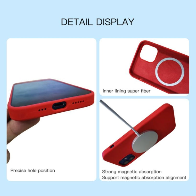 For iPhone 12 mini Magnetic Liquid Silicone Full Coverage Shockproof Magsafe Case with Magsafe Charging Magnet (Wine Red) - iPhone 12 mini Cases by buy2fix | Online Shopping UK | buy2fix