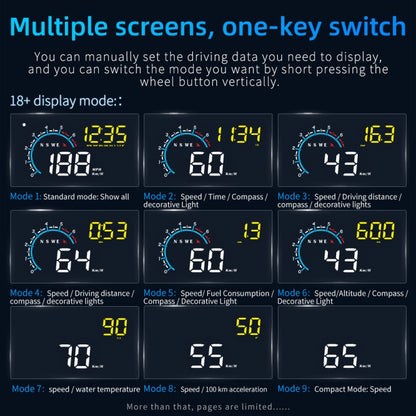 M12 OBD2 + GPS Mode Car Head-up Display HUD Overspeed / Speed / Water Temperature / Low Voltage / Fault Alarm -  by buy2fix | Online Shopping UK | buy2fix