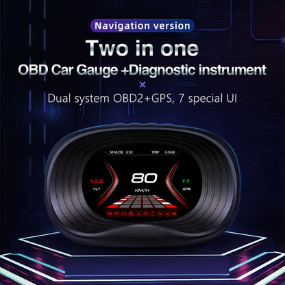 P20 OBD2 + GPS Mode Car Head-up Display HUD Overspeed / Speed / Water Temperature / Engine Failure Alarm -  by buy2fix | Online Shopping UK | buy2fix