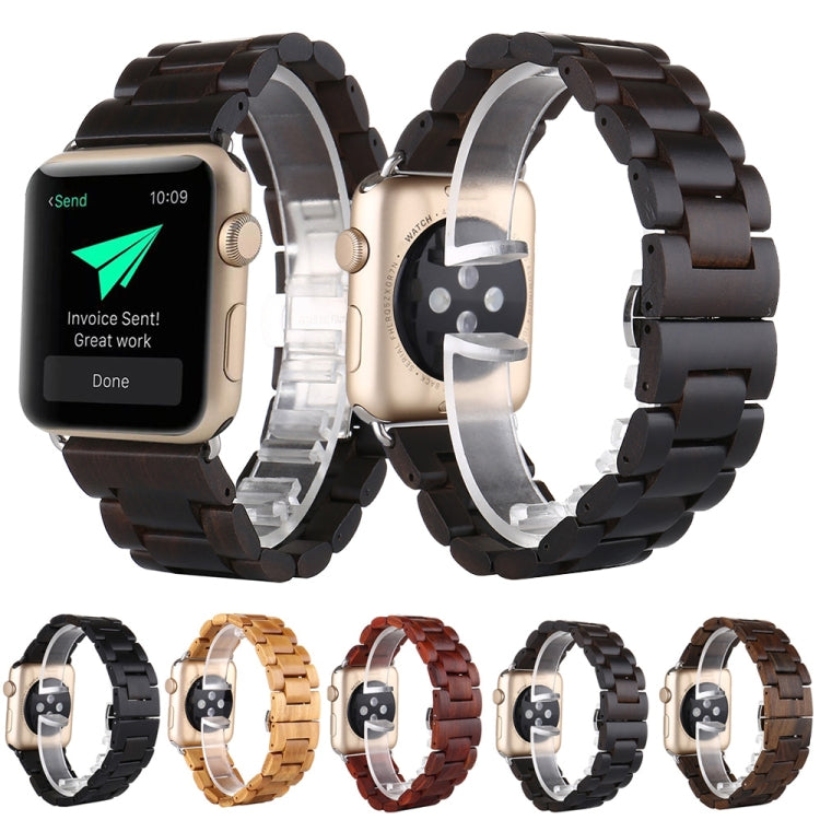 Wooden Watch Band For Apple Watch Series 7 45mm / 6 & SE & 5 & 4 44mm / 3 & 2 & 1 42mm(Dark Brown) - Watch Bands by buy2fix | Online Shopping UK | buy2fix