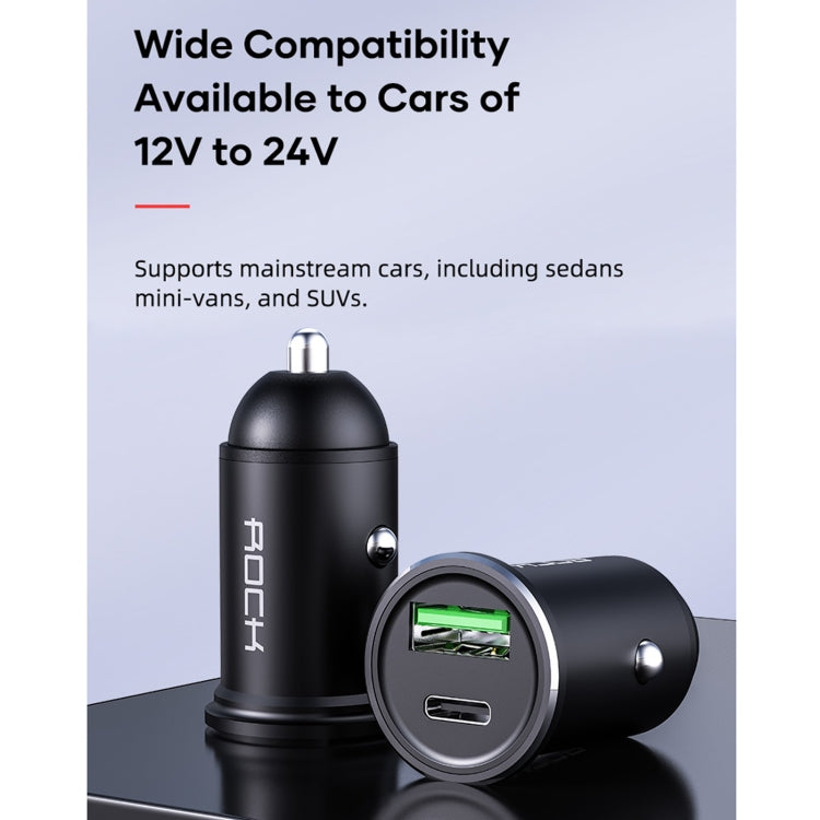 ROCK Space H12 PD 20W Type-C / USB-C + USB Fast Charging Car Charger(Black) - In Car by ROCK | Online Shopping UK | buy2fix