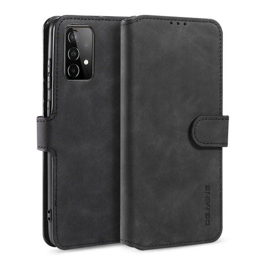 For samsung Galaxy A52 5G / 4G DG.MING Retro Oil Side Horizontal Flip Leather Case with Holder & Card Slots & Wallet(Black) - Samsung Accessories by DG.MING | Online Shopping UK | buy2fix