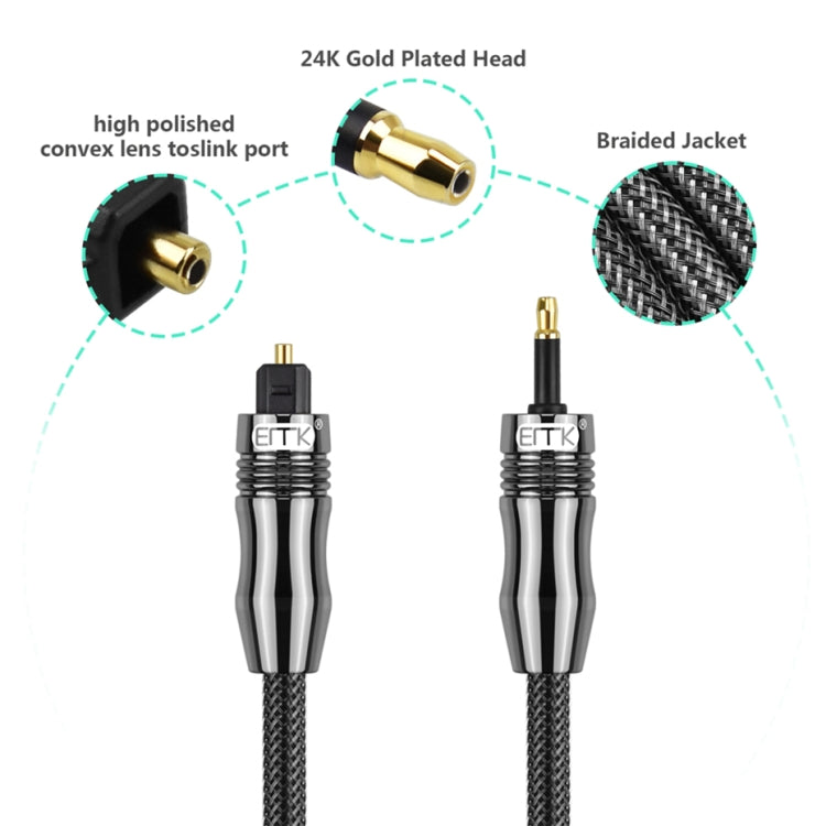 EMK OD6.0mm 3.5mm Digital Sound Toslink to Mini Toslink Digital Optical Audio Cable, Length:1.5m -  by EMK | Online Shopping UK | buy2fix