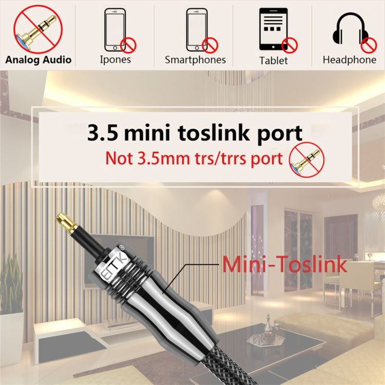 EMK OD6.0mm 3.5mm Digital Sound Toslink to Mini Toslink Digital Optical Audio Cable, Length:1.5m -  by EMK | Online Shopping UK | buy2fix