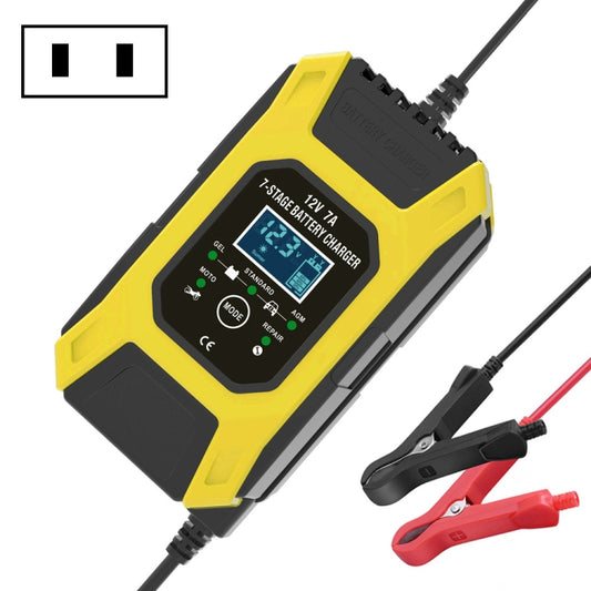 FOXSUR Car / Motorcycle Repair Charger 12V 7A 7-stage + Multi-battery Mode Lead-acid Battery Charger, Plug Type:US Plug(Yellow) - Battery Charger by FOXSUR | Online Shopping UK | buy2fix