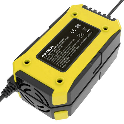 FOXSUR Car / Motorcycle Repair Charger 12V 7A 7-stage + Multi-battery Mode Lead-acid Battery Charger, Plug Type:JP Plug(Yellow) - In Car by FOXSUR | Online Shopping UK | buy2fix