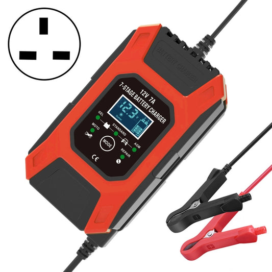 FOXSUR Car / Motorcycle Repair Charger 12V 7A 7-stage + Multi-battery Mode Lead-acid Battery Charger, Plug Type:UK Plug(Red) - Battery Charger by FOXSUR | Online Shopping UK | buy2fix