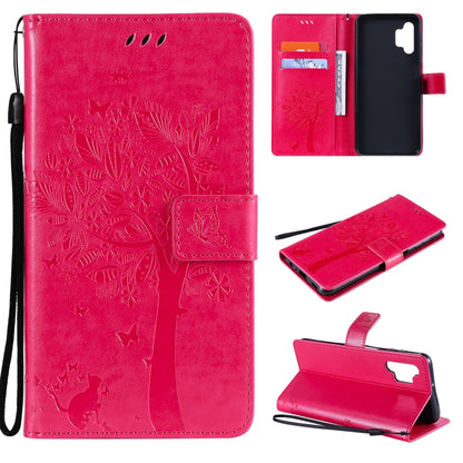 For Samsung Galaxy A32 5G Tree & Cat Pattern Pressed Printing Horizontal Flip PU Leather Case with Holder & Card Slots & Wallet & Lanyard(Rose) - Galaxy Phone Cases by imak | Online Shopping UK | buy2fix